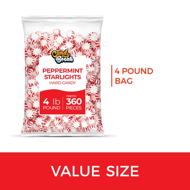Starlight Peppermint Mints by Arcor - Hard Candy Individually Wrapped, 300 Count in Each Bulk Bag, Sweet Treats for Parties, Holidays & Office, Snacks for Adults & Kids - 4 lbs