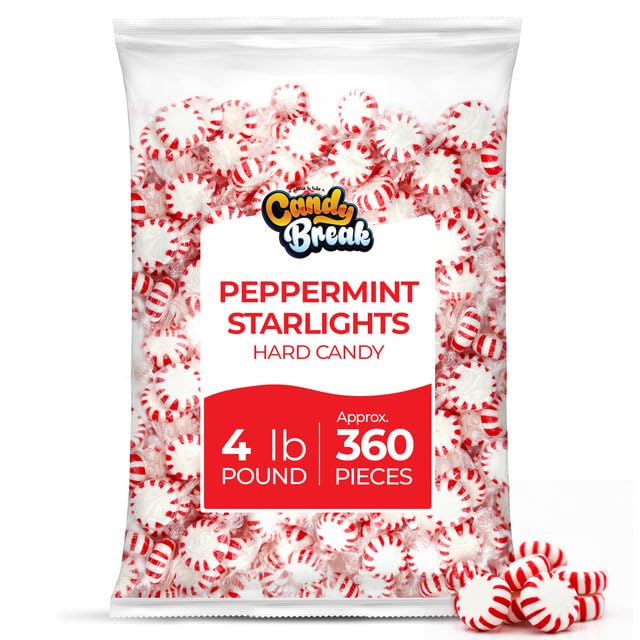 Starlight Peppermint Mints by Arcor - Hard Candy Individually Wrapped, 300 Count in Each Bulk Bag, Sweet Treats for Parties, Holidays & Office, Snacks for Adults & Kids - 4 lbs