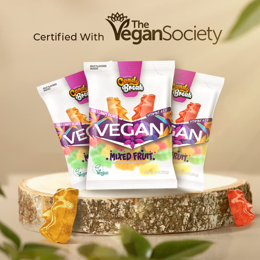 Candy Break Mixed Fruit Flavored Vegan Soft Candy - 4 Oz Bags (Pack of 12)