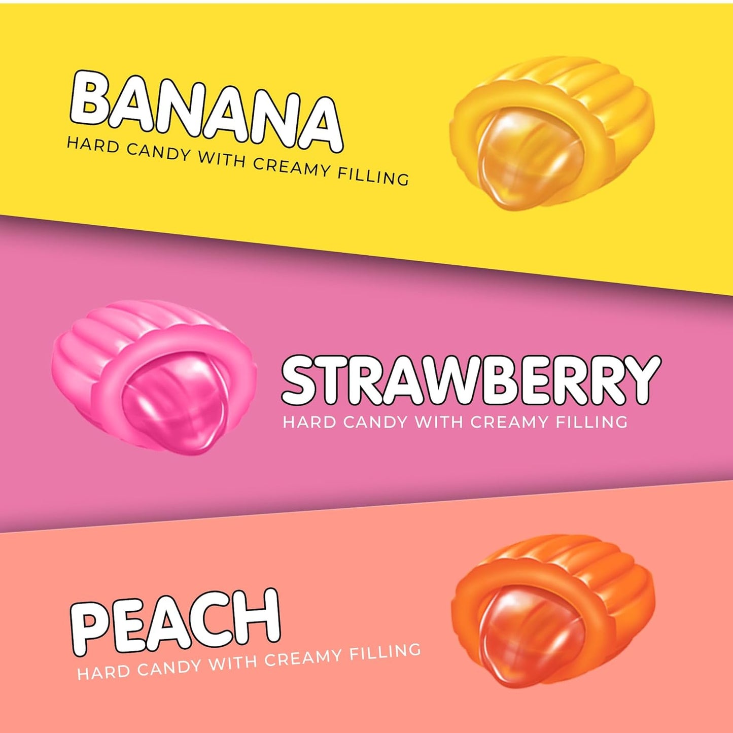 Candy Break Fruit and Cream - Center Filled Creamy Hard Candy - 2.2 lbs Bag