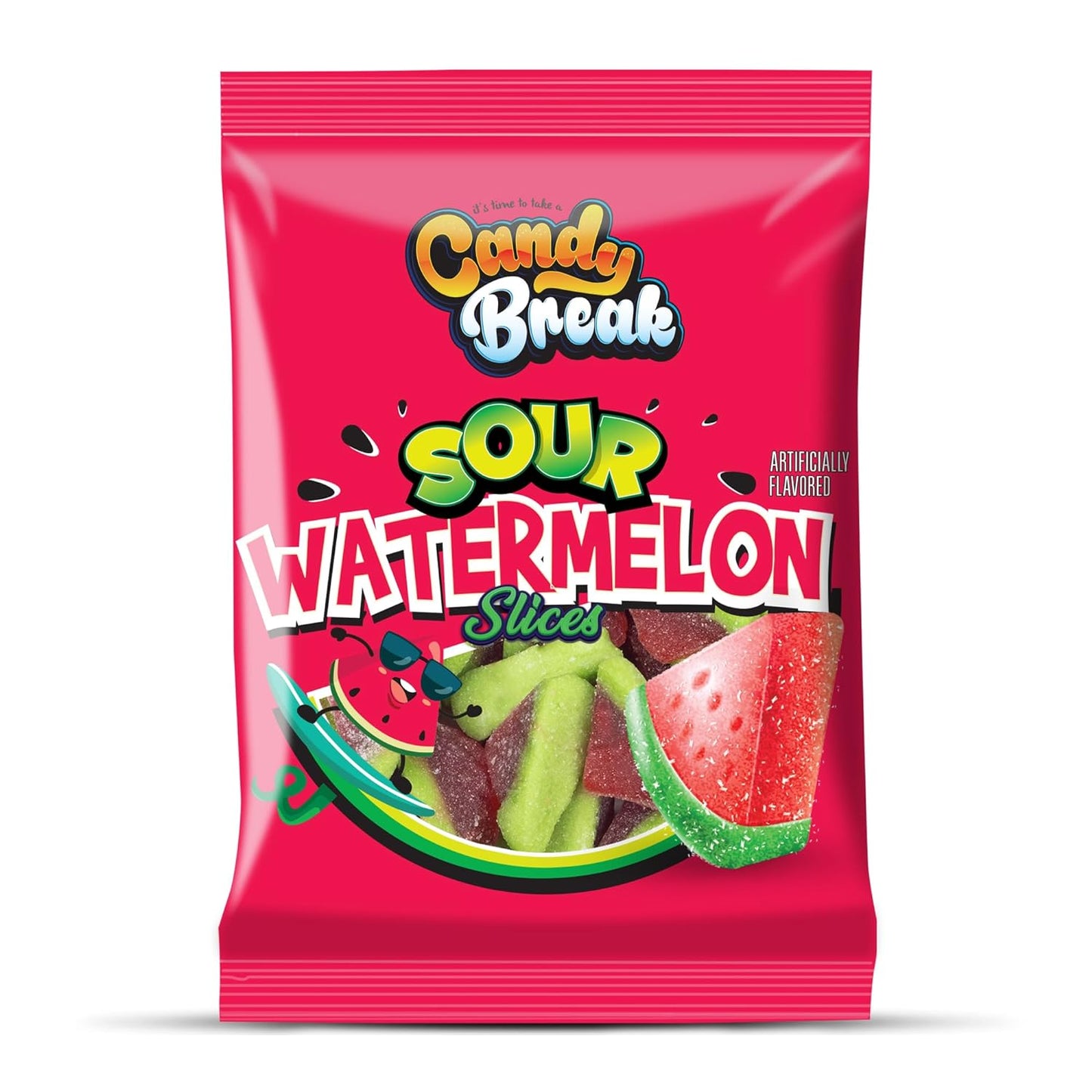 Candy Break Sour Watermelon Slices Gummies - 4 Oz Bags (Pack of 12)