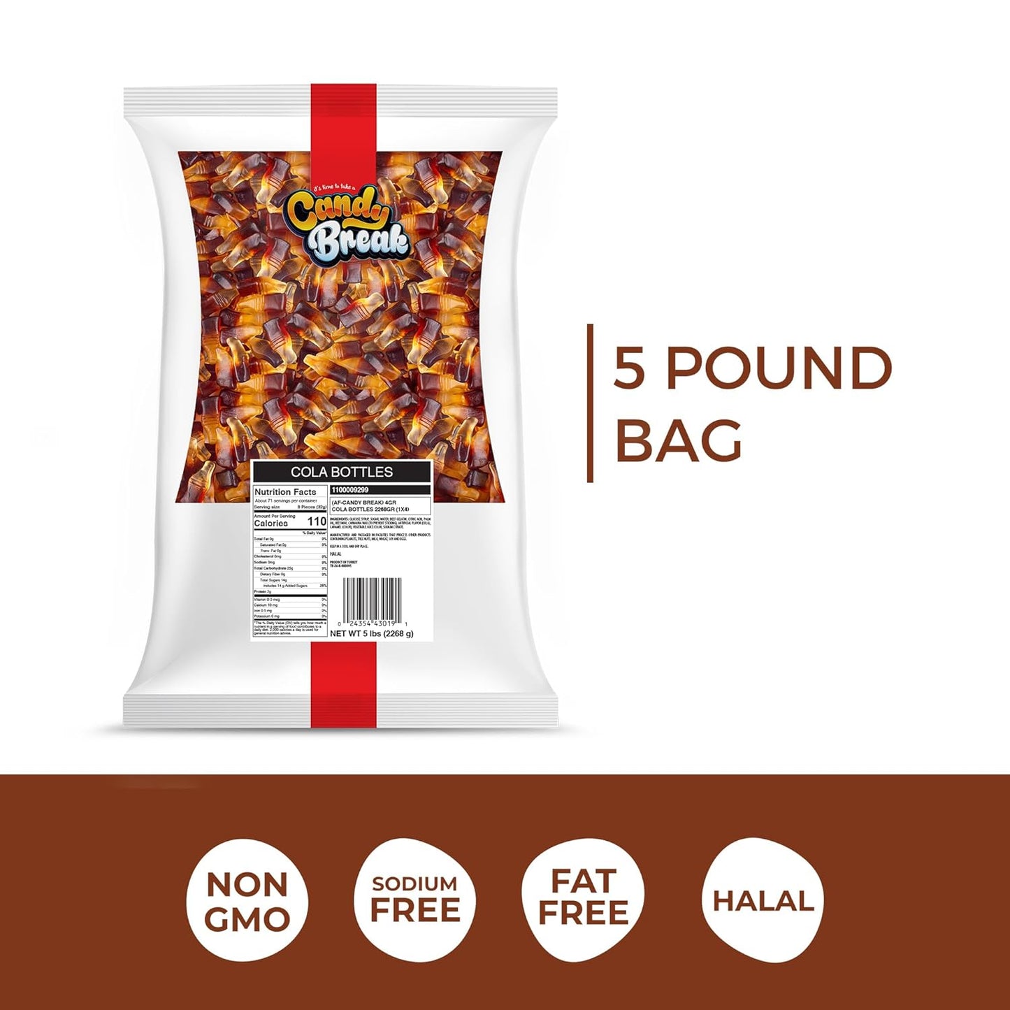 Candy Break Cola Bottles Bulk Gummies - 5 lbs Bag