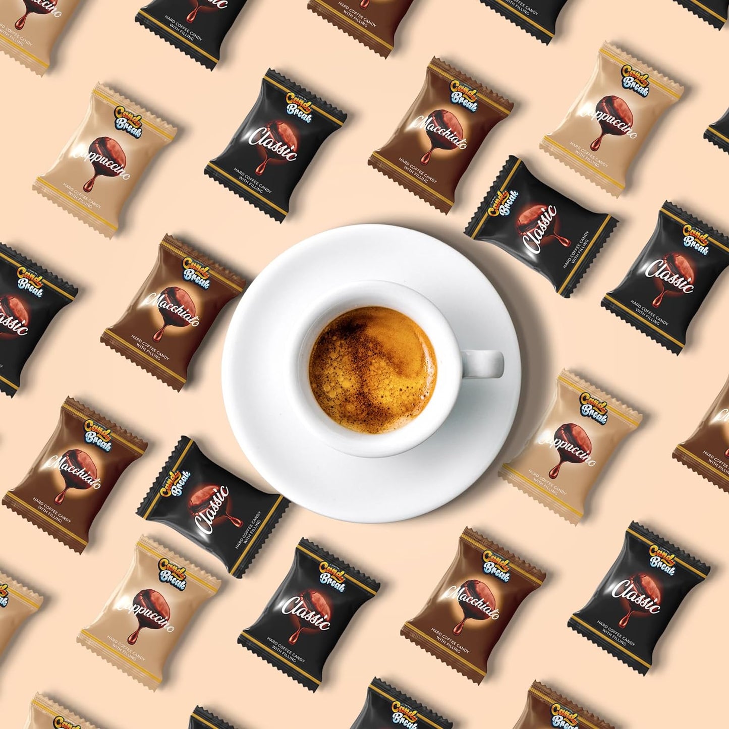 Candy Break Mix Coffee Drops - Center Filled Hard Coffee Candy - 2.2 lbs Bag