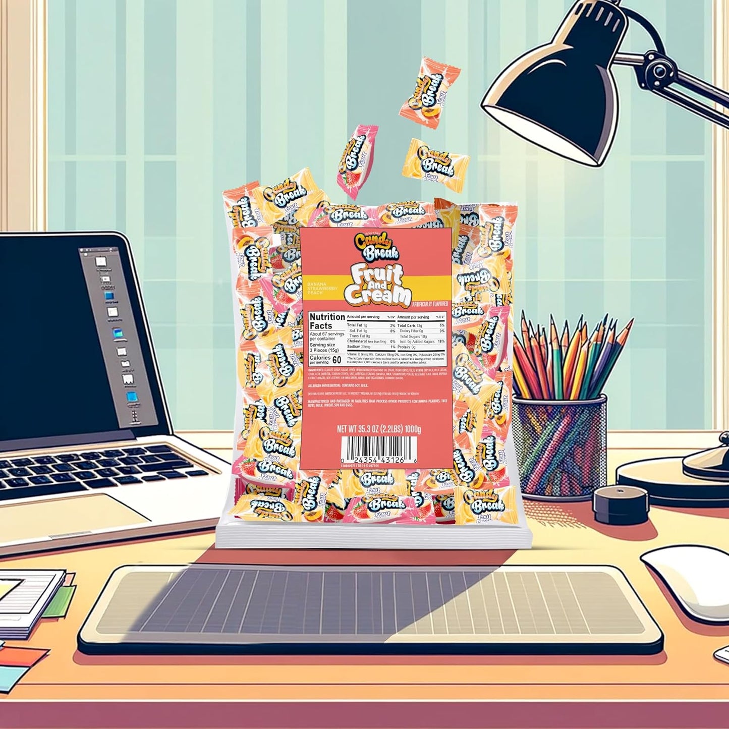 Candy Break Fruit and Cream - Center Filled Creamy Hard Candy - 2.2 lbs Bag
