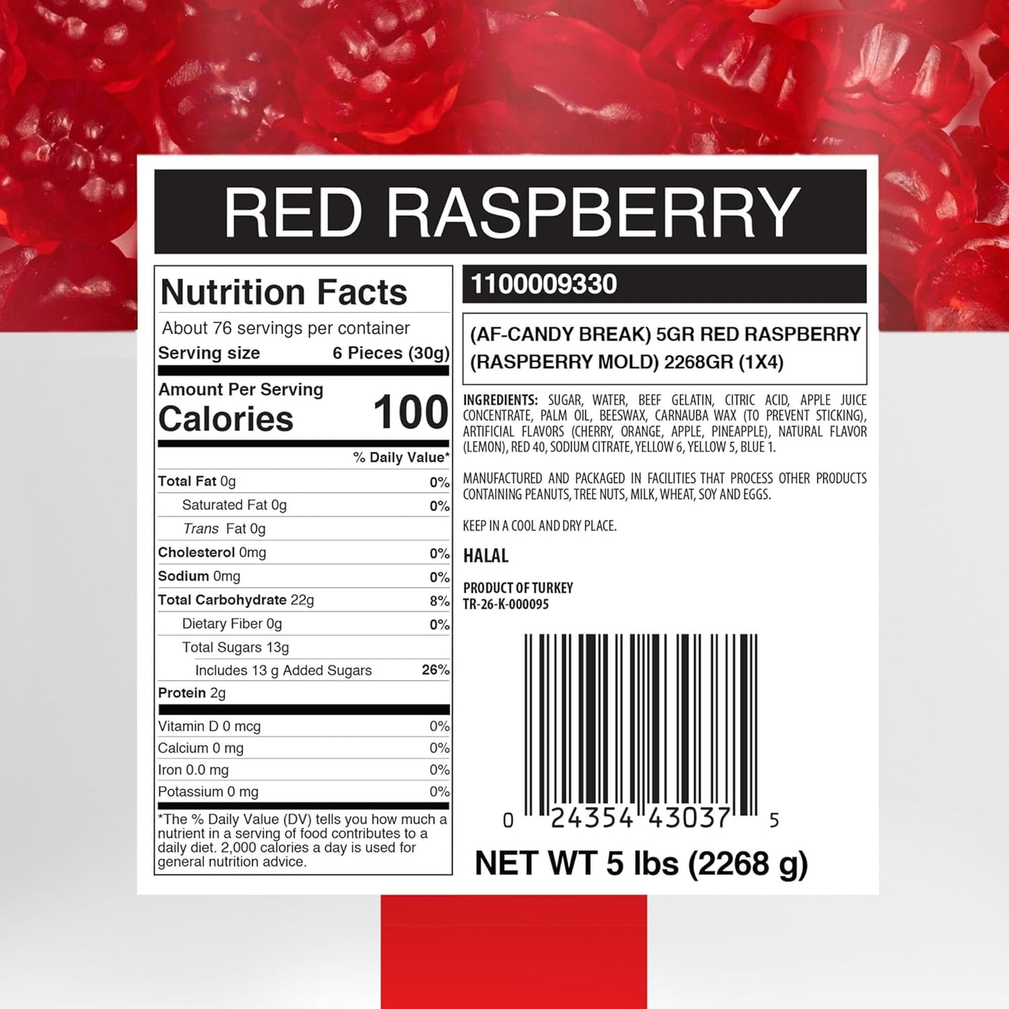 Candy Break Red Raspberry Bulk Gummies - 5 lbs Bag