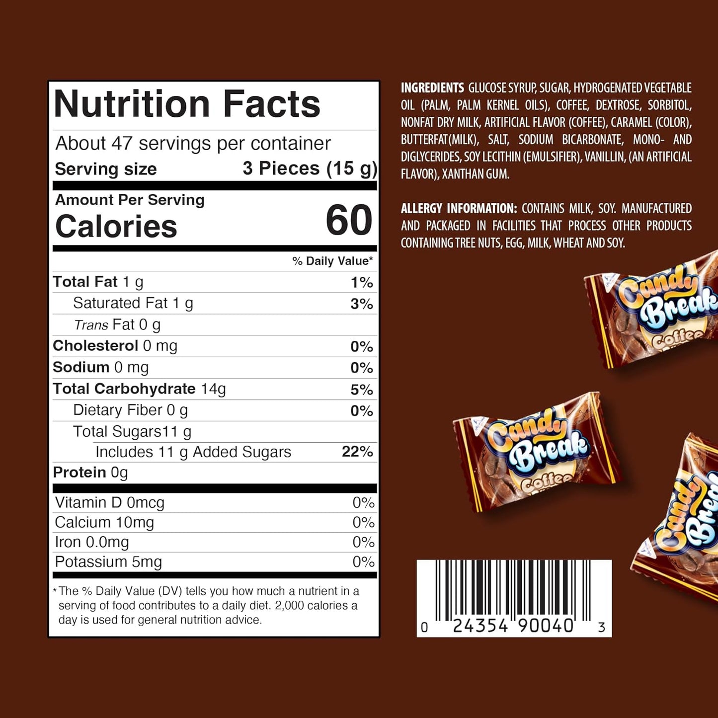 Candy Break Coffee Drops - Center Filled Hard Coffee Candy - 24.7oz