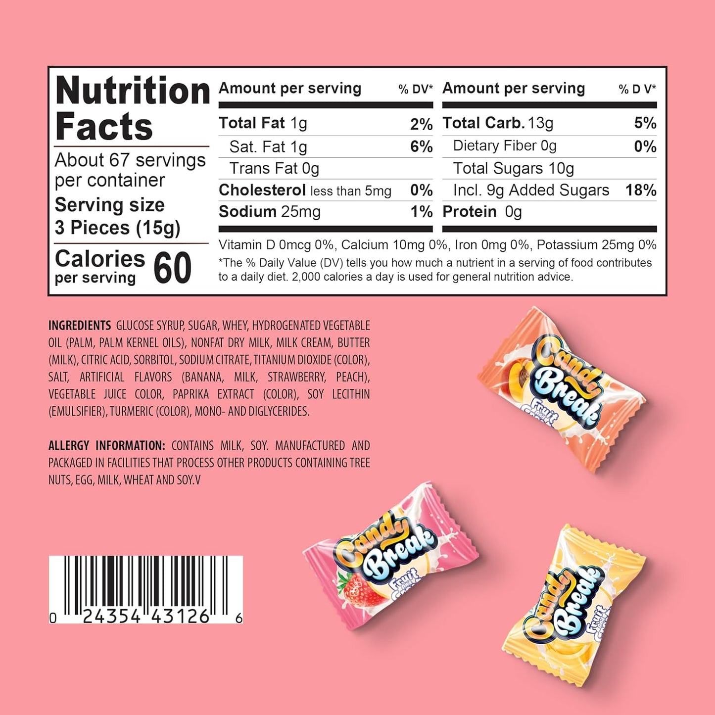 Candy Break Fruit and Cream - Center Filled Creamy Hard Candy - 2.2 lbs Bag