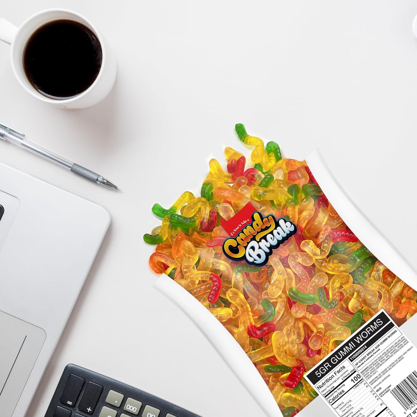 Candy Break Gummy Worms Bulk Gummies - 5 lbs Bag