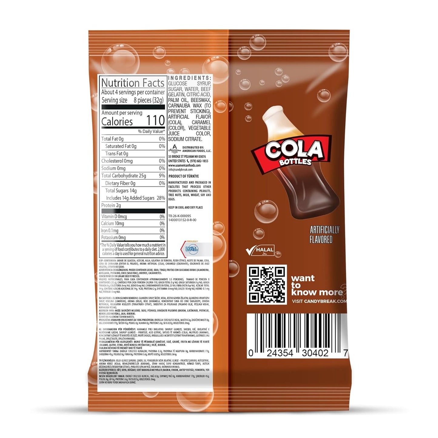 Candy Break Cola Bottles Gummy Candy - 4 Oz Bags (Pack of 12)