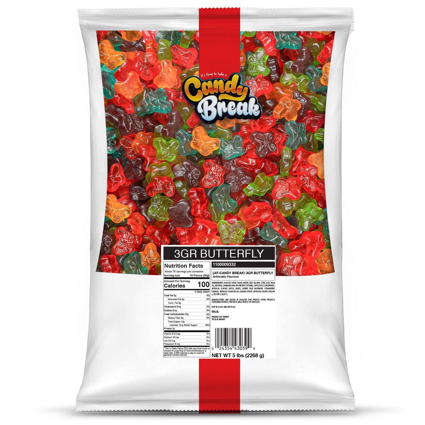 Candy Break Butterfly Bulk Gummies - 5 lbs Bag