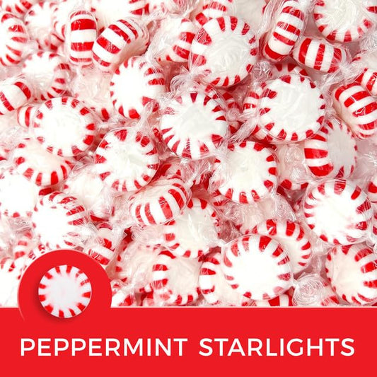 Starlight Peppermint Mints by Arcor - Hard Candy Individually Wrapped, 300 Count in Each Bulk Bag, Sweet Treats for Parties, Holidays & Office, Snacks for Adults & Kids - 4 lbs