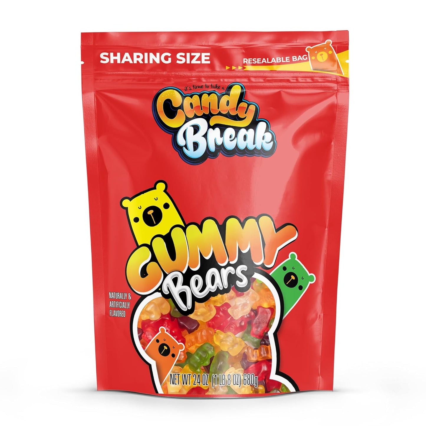 Béir Gúmaí Candy Break - Málaí Pouch In-athshéalaithe Méid Comhroinnte 24 unsa (Pacáiste de 6)