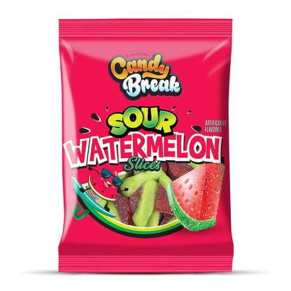 Candy Break Sour Watermelon Slices Gummies - 4 Oz Bags (Pack of 12)