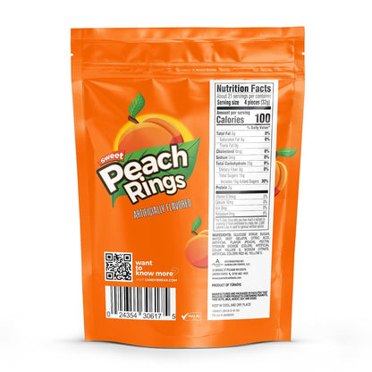 Candy Break Fruity Sweet Peach Rings Gummy Candy - 24 Oz Share Size Resealable Bags (Pack of 6)