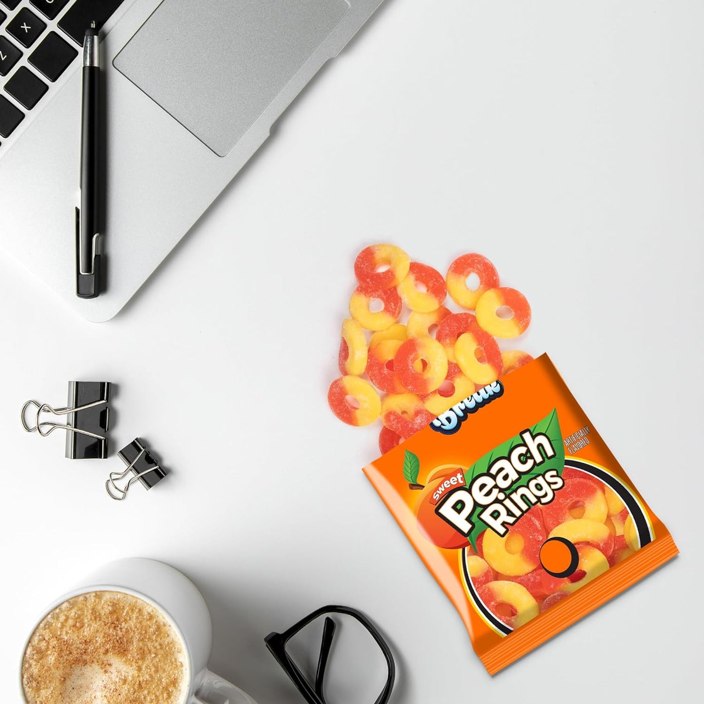 Candy Break Fruity Sweet Peach Rings Gummies - 4 Oz Bags (Pack of 12)