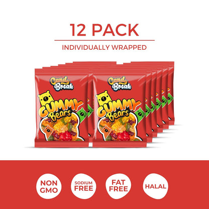 Candy Break 6 Flavor Assorted Gummy Bears - 4 Oz Bags (Pack of 12)