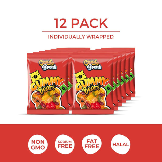 Candy Break 6 Flavor Assorted Gummy Bears - 4 Oz Bags (Pack of 12)