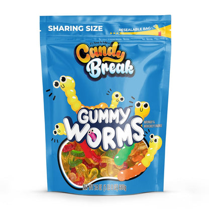 Candy Break Gummy Worms Candy - 24 Oz Share Size Resealable Bags (Pack of 6)