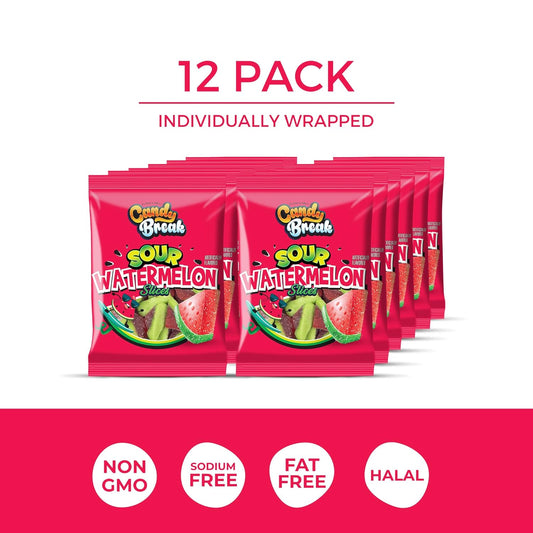 Candy Break Sour Watermelon Slices Gummies - 4 Oz Bags (Pack of 12)