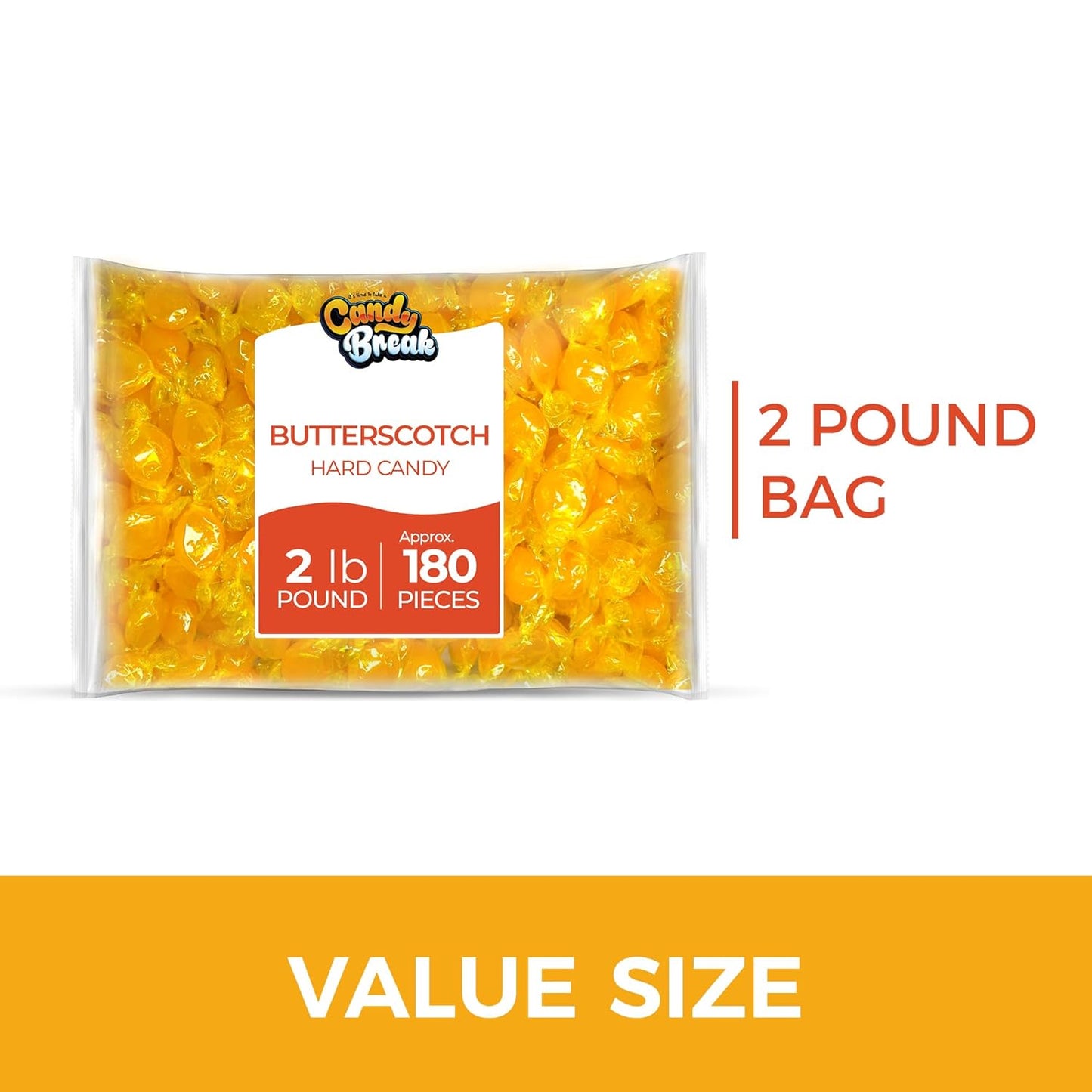 Butterscotch Hard Candy by Arcor - Individually Wrapped, 150 Count in Each Bulk Bag, Sweet Treats for Parties, Holidays & Office, Snacks for Adults & Kids