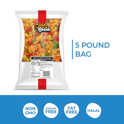 Candy Break Gummy Worms Bulk Gummies - 5 lbs Bag