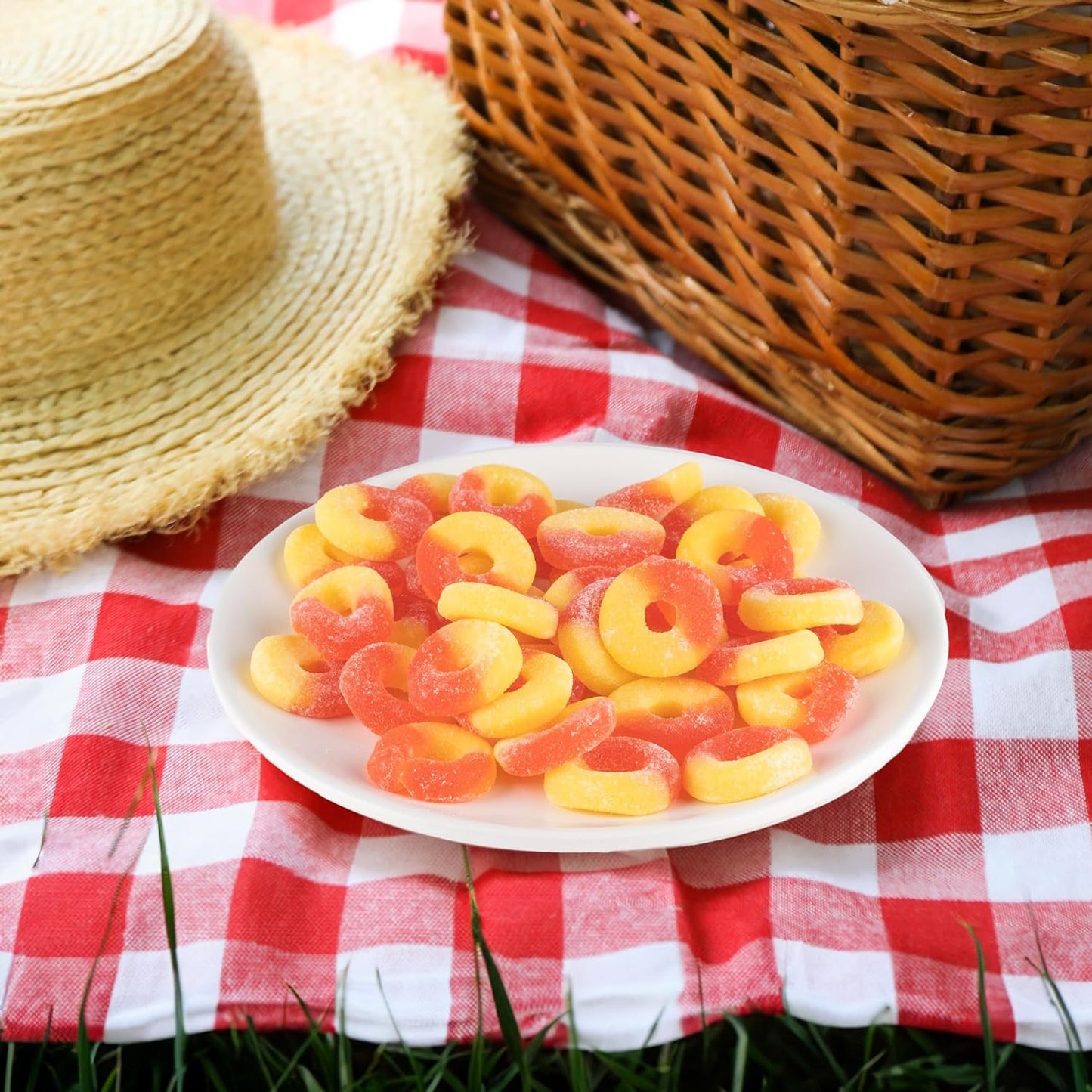 Candy Break Fruity Sweet Peach Rings Gummy Candy - 24 Oz Share Size Resealable Bags (Pack of 6)