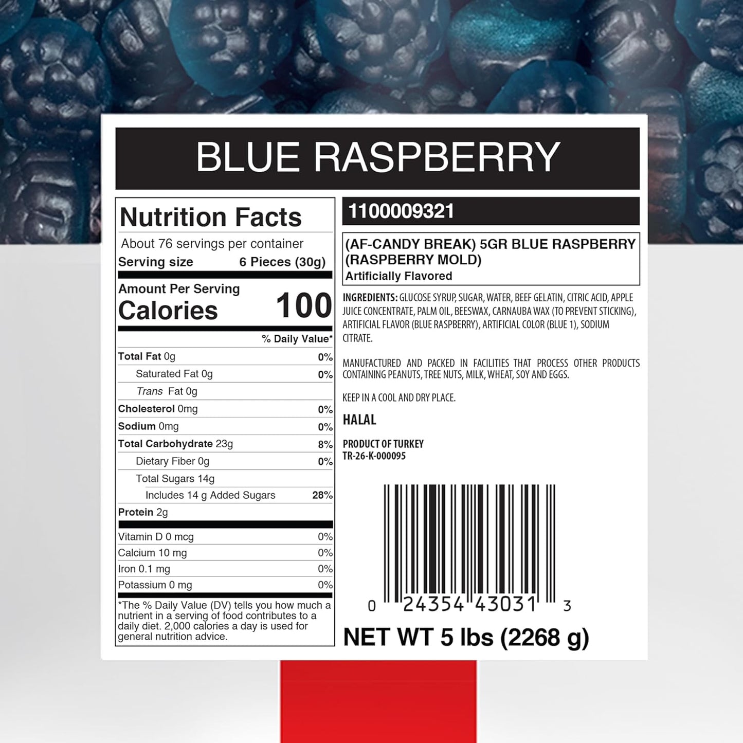 Candy Break Blue Raspberry Bulk Gummies - 5 lbs Bag