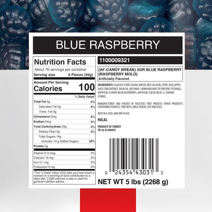 Candy Break Blue Raspberry Bulk Gummies - 5 lbs Bag