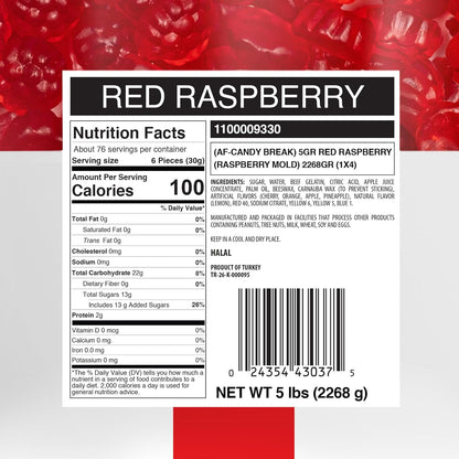 Candy Break Red Raspberry Bulk Gummies - 5 lbs Bag