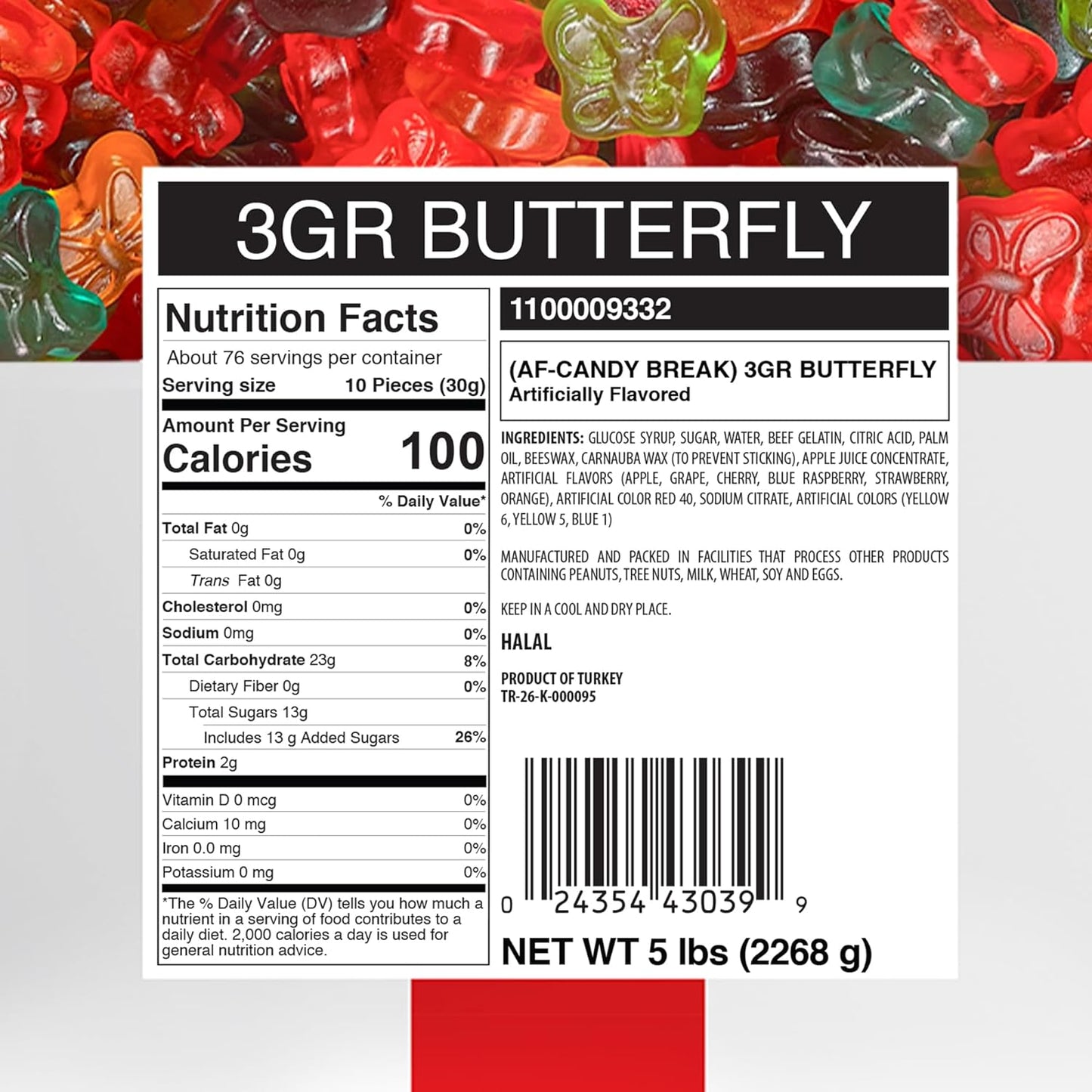 Candy Break Butterfly Bulk Gummies - 5 lbs Bag