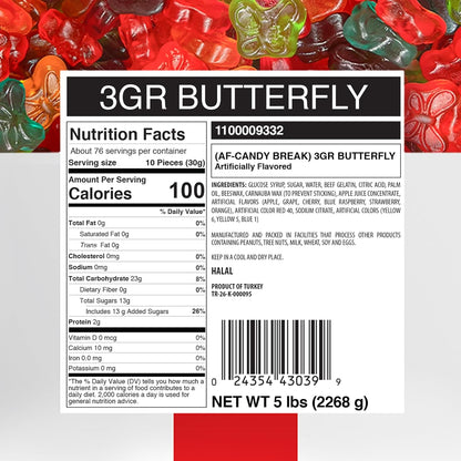 Candy Break Butterfly Bulk Gummies - 5 lbs Bag