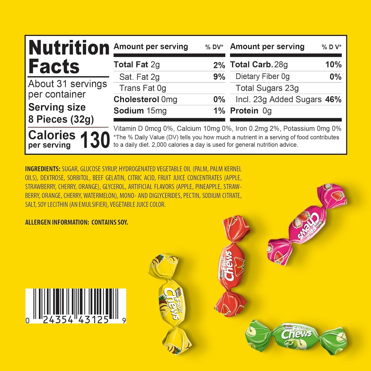 Candy Break Fruit Chews with Assorted Fruit Flavored Filling - 2.2 lbs Bag