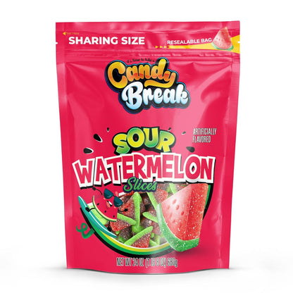 Candy Break Sour Watermelon Slices Gummy Candy - 24 Oz Share Size Resealable Bags (Pack of 6)
