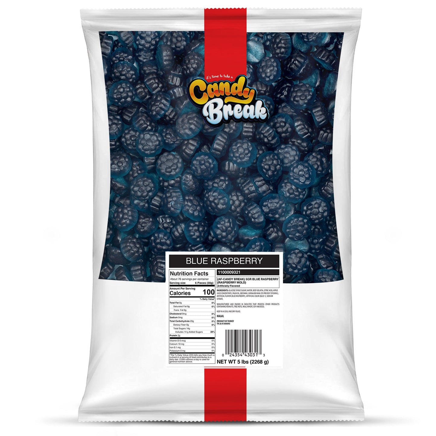 Candy Break Blue Raspberry Bulk Gummies - 5 lbs Bag