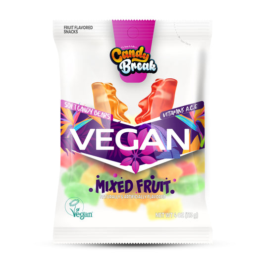 Candy Break Mixed Fruit Flavored Vegan Soft Candy - 4 Oz Bags (Pack of 12)